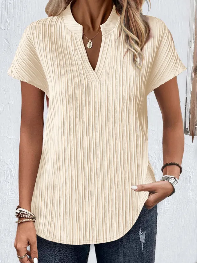 Fashion Women's Wear Chiffon Open Tube Stand Collar T shirt Apricot - Shop at LoveMi
