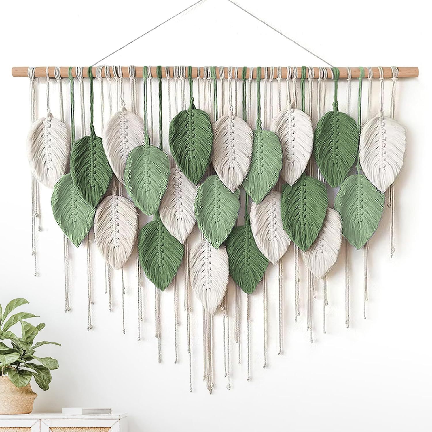 Handwoven Leaf Tassel Wall Hanging, picture 6 of 12