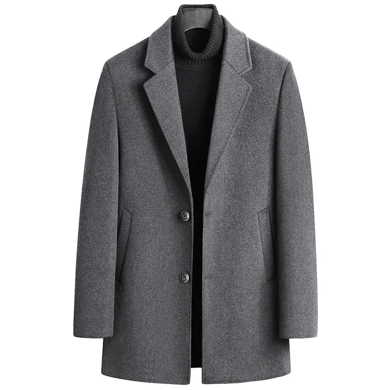 Men's Single-breasted Wool Overcoat