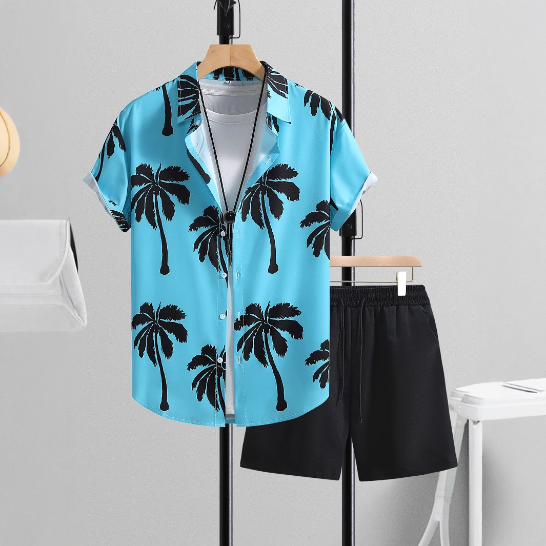 $12.15 Summer Men's Short-sleeved Shirt Pants Suit