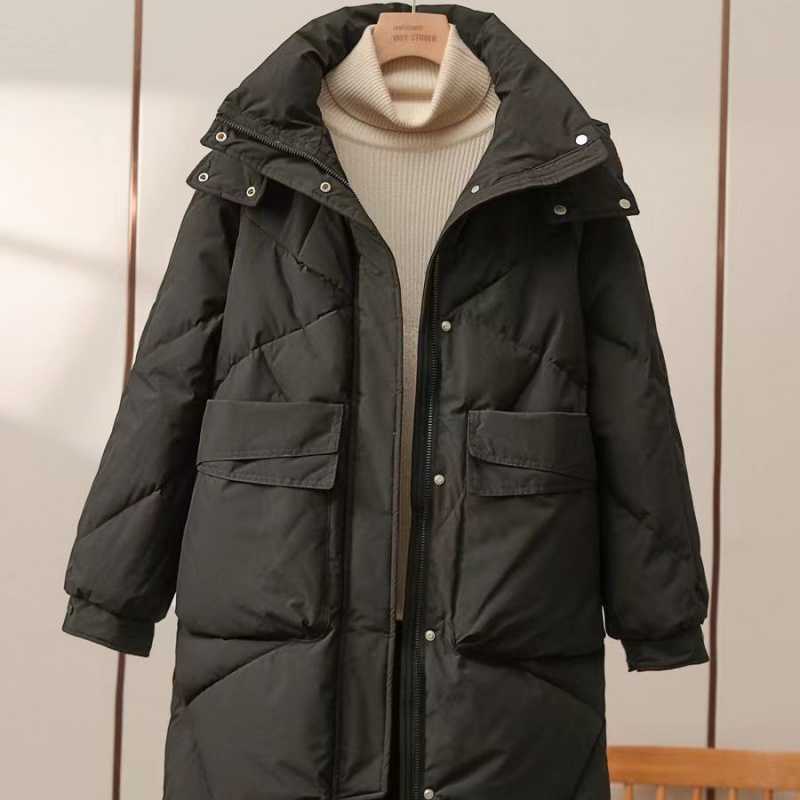 Women's Mid length Cotton padded Coat Thickened Warm Plus Size Coat Black - Shop at LoveMi
