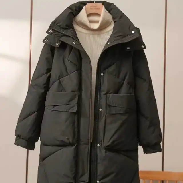 Women's Mid length Cotton padded Coat Thickened Warm Plus Size Coat Black - Shop at LoveMi