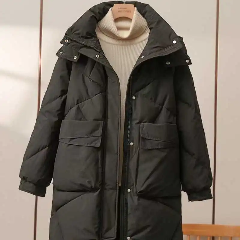 Women's Mid-length Cotton-padded Coat Thickened Warm Plus Size Coat - Black