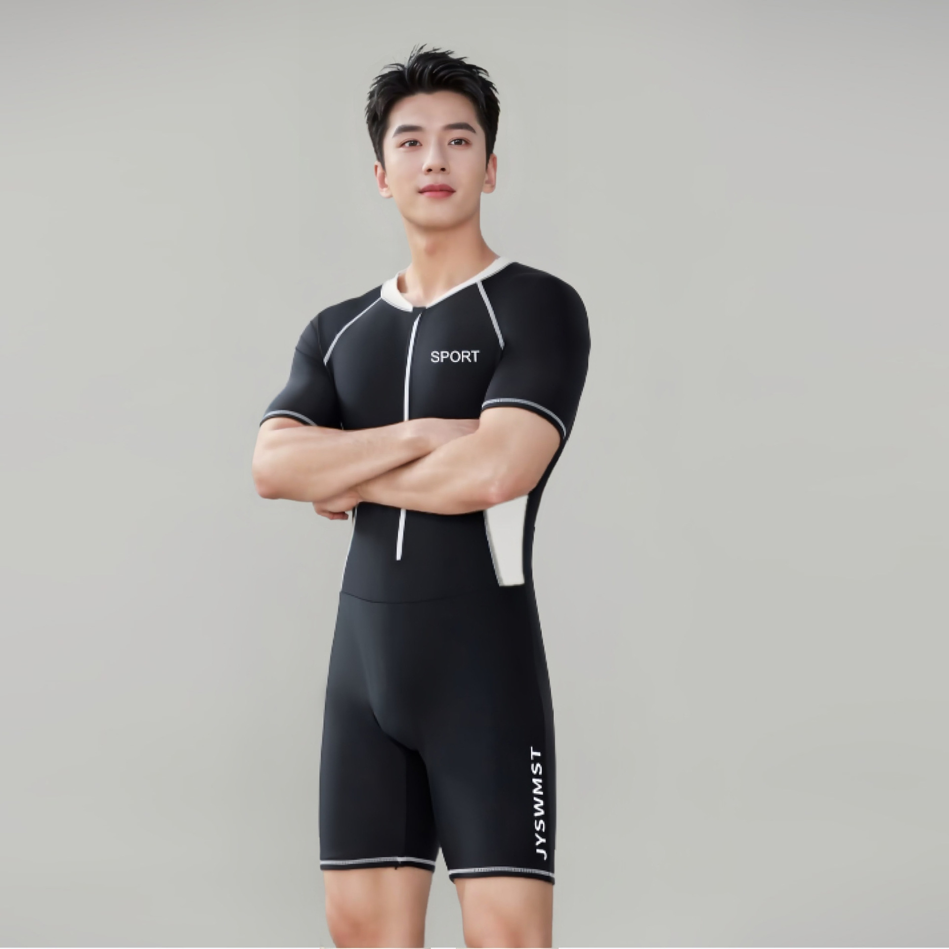 Mens One-Piece Sun-Protective Swimsuit New Quick-Drying Diving Suit