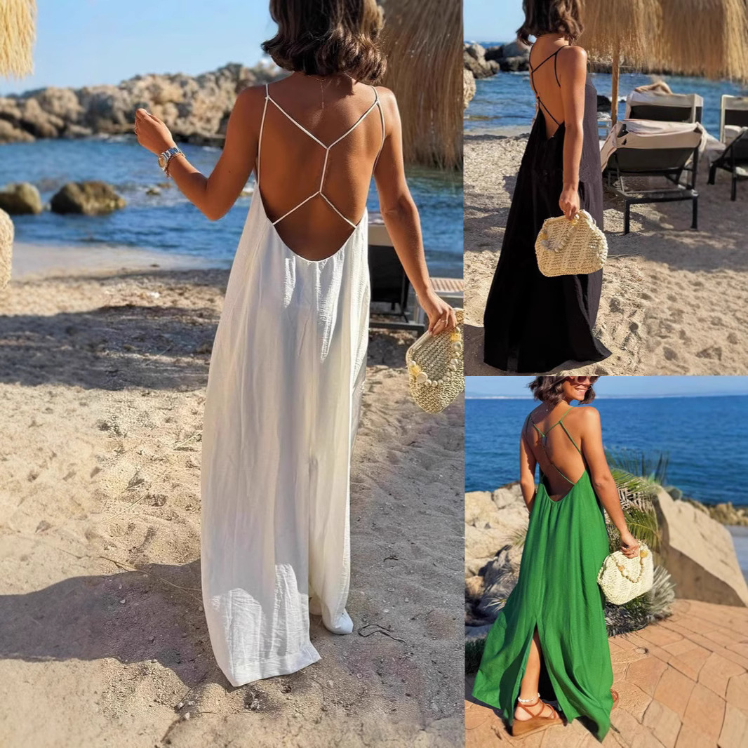 Summer Fashion Casual Loose Backless Holiday Dress