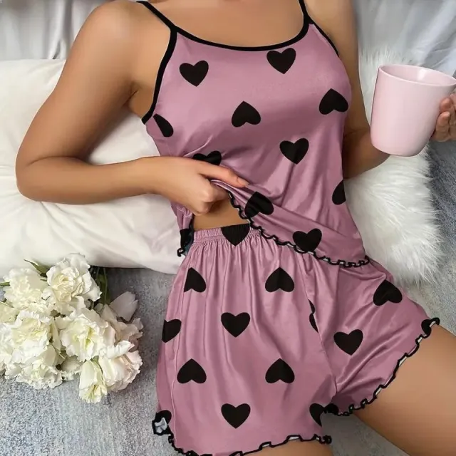 Love Women's Pajamas Two piece Set Homewear With Braces Rouge Color - Shop at LoveMi