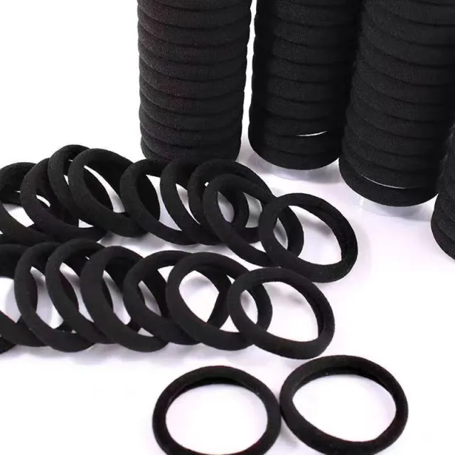 Seamless High Elastic Durable Hair Rope Black 100 Pieces - Shop at LoveMi