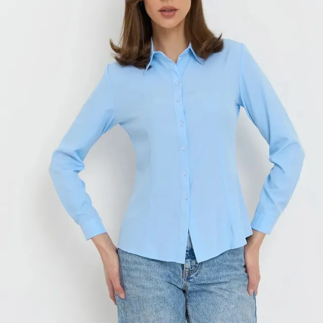 Casual Versatile Design Commuter Long Sleeve Shirt Blue - Shop at LoveMi