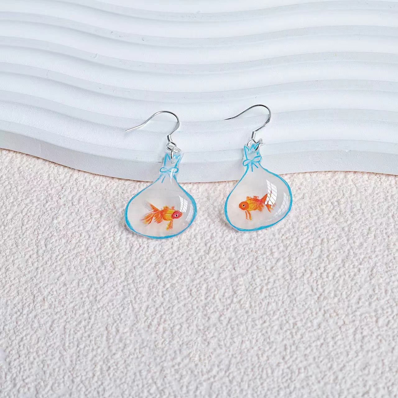Pocket Goldfish Sterling Silver Earrings Non-piercing Ear Clip
