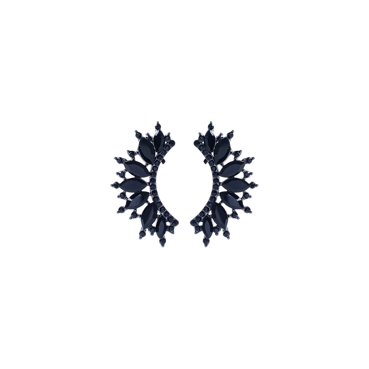 Simple Crystal Diamond Geometric Semicircle Stud Earrings