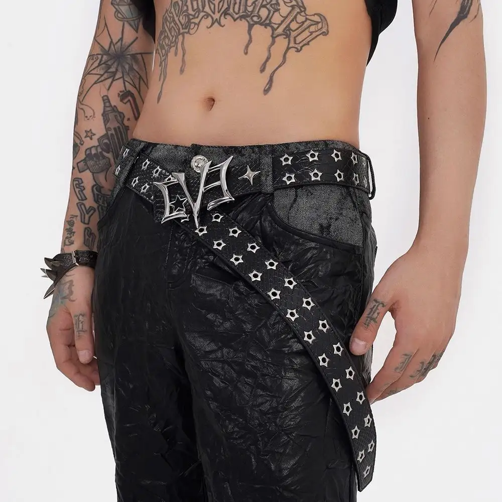 Mens Rivet Retro Stylish Leather Belt