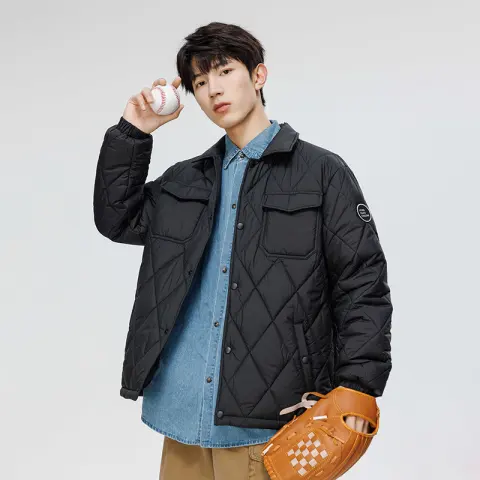 Popular Cotton-padded Coat Men Fashion Brands Solid Color Fashionable