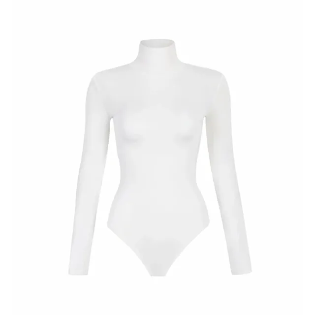 Women's Bottoming Shirt Half high Collar Long Sleeves Design Sense Jumpsuit White - Shop at LoveMi