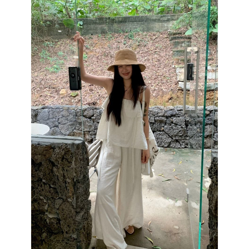 Women's Ruffled Spaghetti Straps Pants Fashion Suit