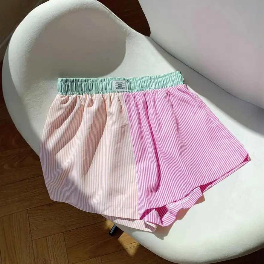 Women's Striped Patchwork Loose Casual Shorts