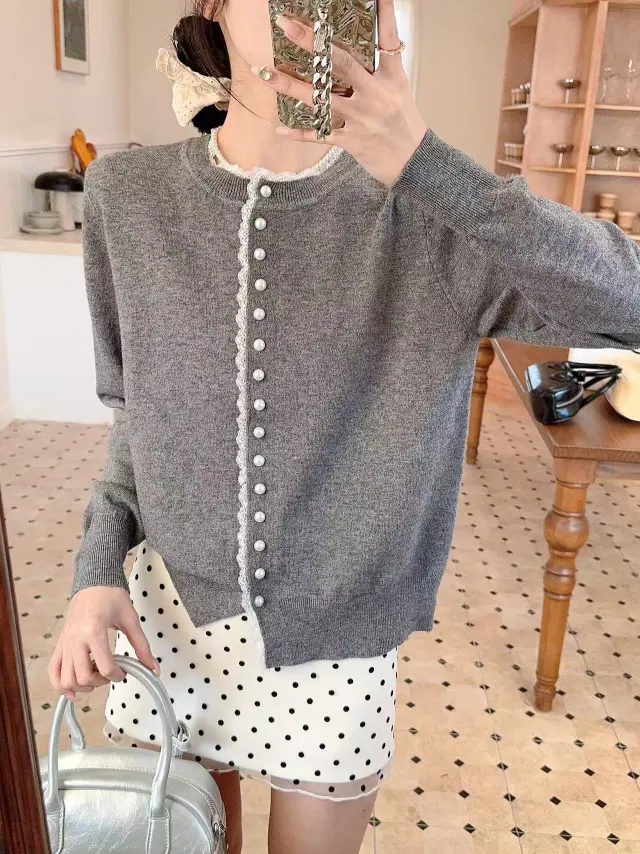 Women's Western Style Youthful looking Chic Round Neck Long Sleeve Top Gray - Shop at LoveMi