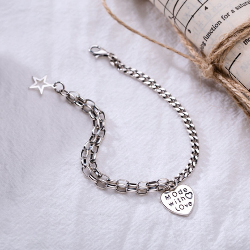 925 Sterling Silver Heavy Industry Retro Cool Girl Disco Jumping Bracelet