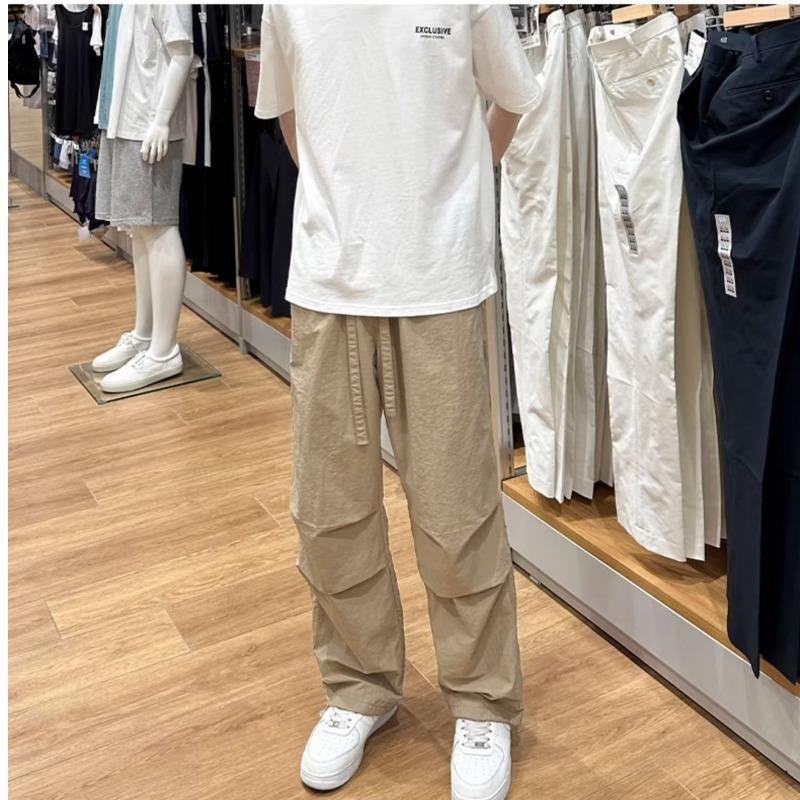 Landing Paratrooper Thin Loose Straight Cargo Pants Retro Ankle-tied Casual Trousers