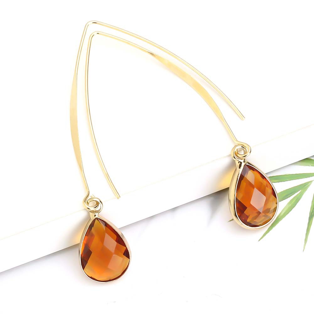 Water Drop Vintage Long Crystal Glass Earrings