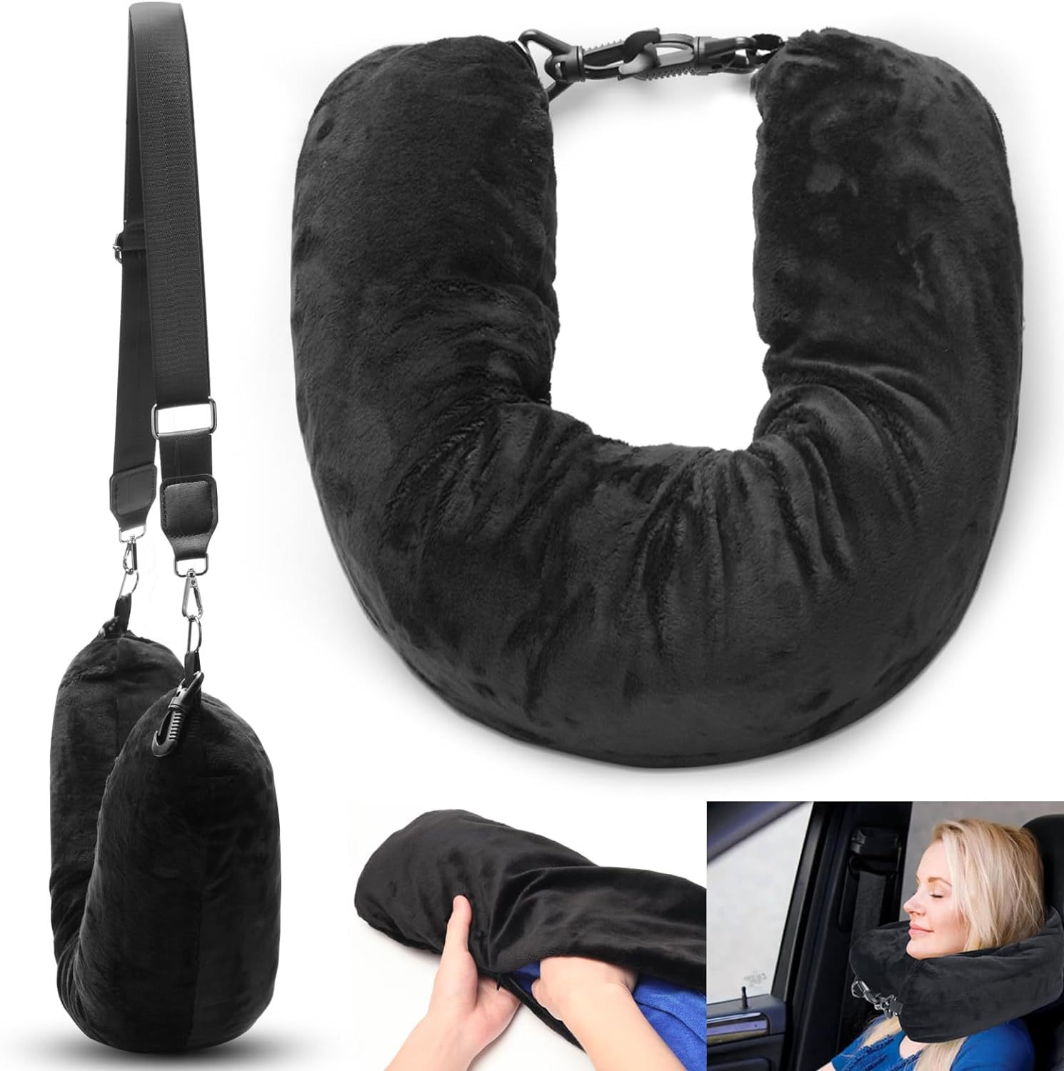 Black U Shape Pillow