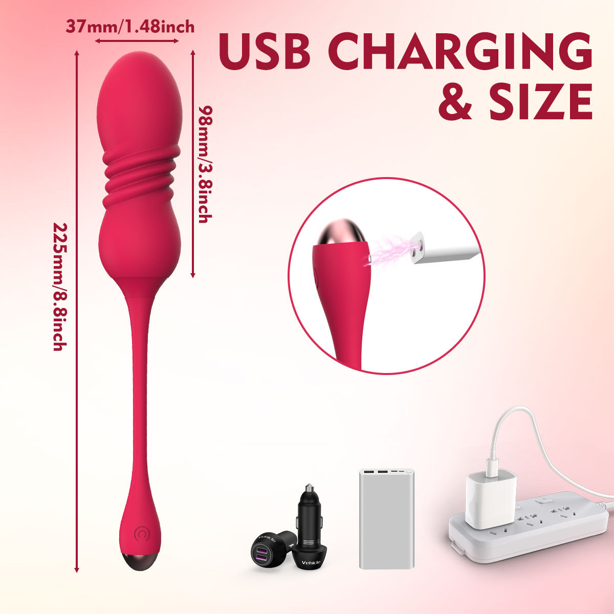 Telescoping Vibrating Egg With Wireless Remote Control For Women