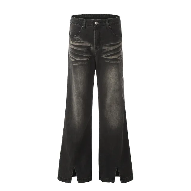 Washed Pleated Split Skinny Jeans Black - Shop at LoveMi