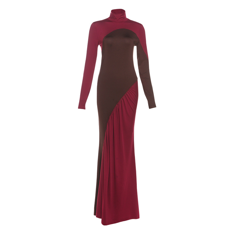 Fashionable And Creative Street Style Patchwork High Waist Bodycon Dress For Women Red - Shop at LoveMi