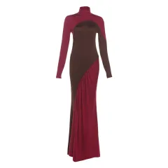 Fashionable And Creative Street-Style Patchwork High-Waist Bodycon Dress For Women - Red - View 1