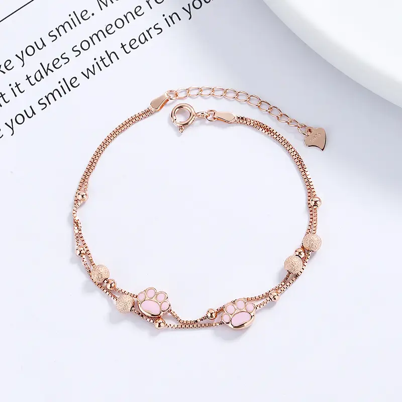 925 Sterling Silver Cat's Paw Bracelet For Women