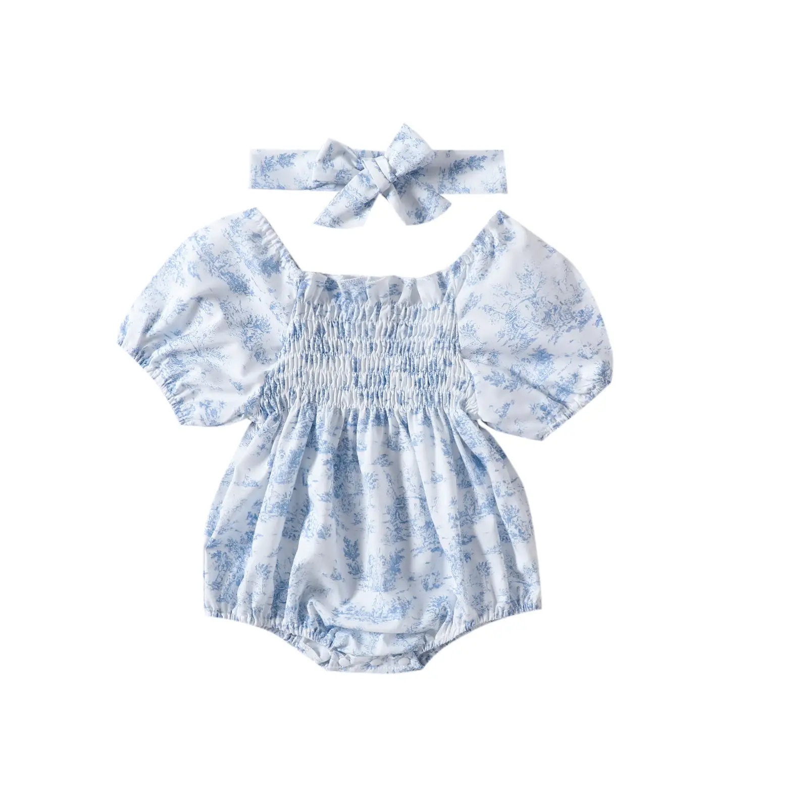 Summer Baby Blue And White Jumpsuit Girl