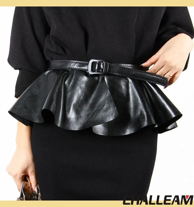 Title 1, Ruffled Black Extra-Wide Waist Belt Skirt