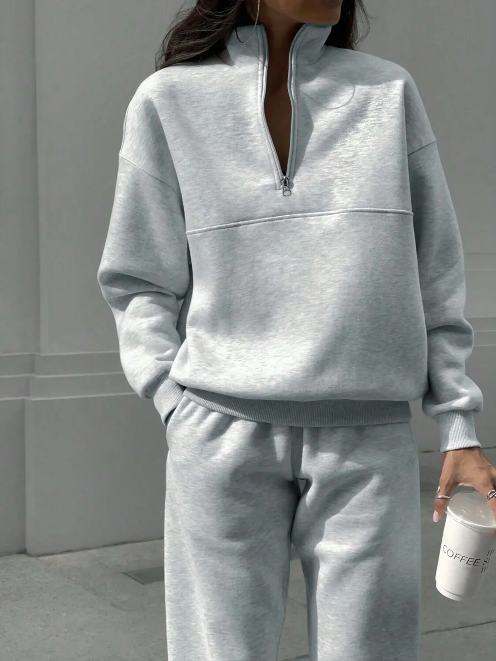 Long-sleeved Sports Sweatshirt Suit Fashion Stand-up Collar Zip-up Top And Elastic Band Trousers With Pocket Srping Fall Clothing For Women - Light...