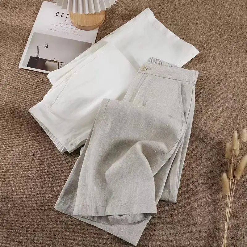 Women's Cotton And Linen Spring And Summer Thin Cropped Simple Casual Pants