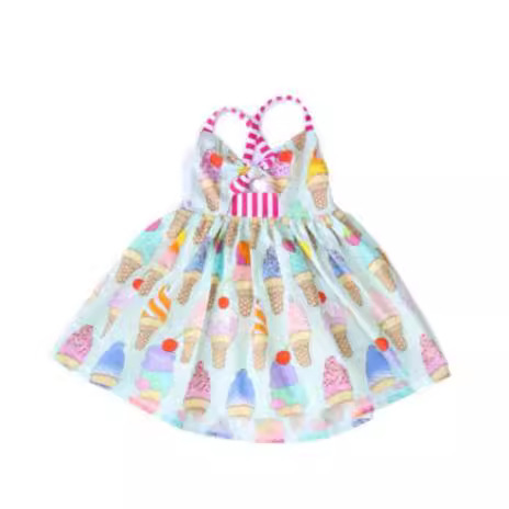 Summer Ice Cream Printed Tape Pettiskirt Dress