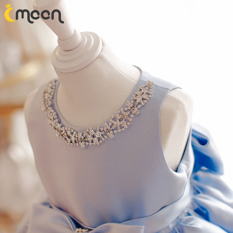 Children's Pettiskirt Flower Girl Spring Princess Banquet Blue Dress - Image 5