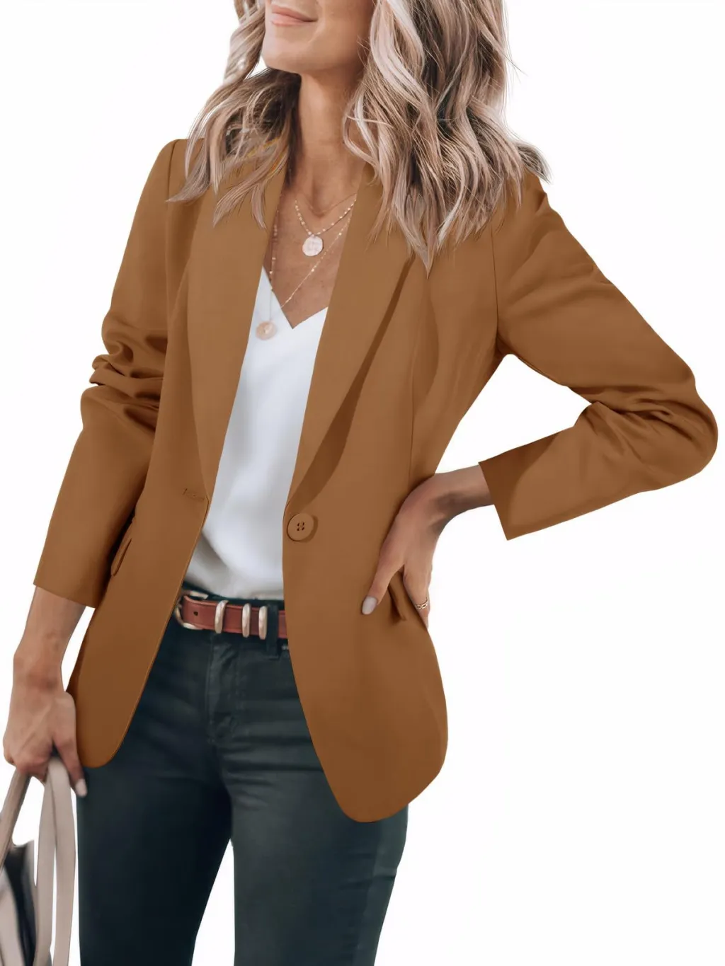 Women's Long Sleeve Solid Color Polo Collar Small Suit Jacket - G76Z260