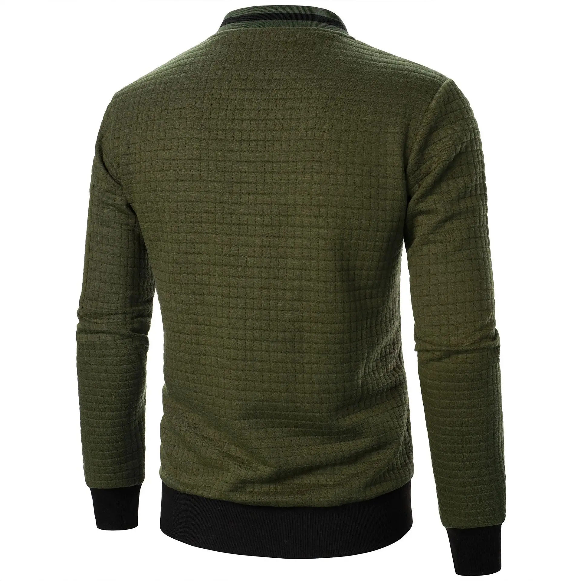 Men's Plaid Solid Color Cardigan Sweater