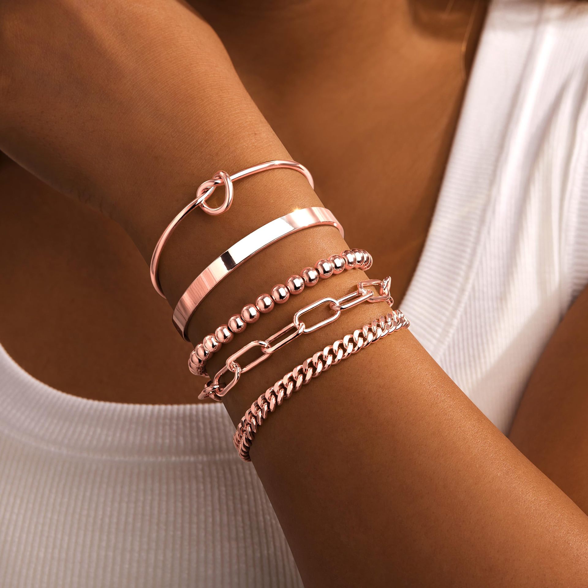 Womens Fashionable Cuban-Chain Adjustable Bracelet