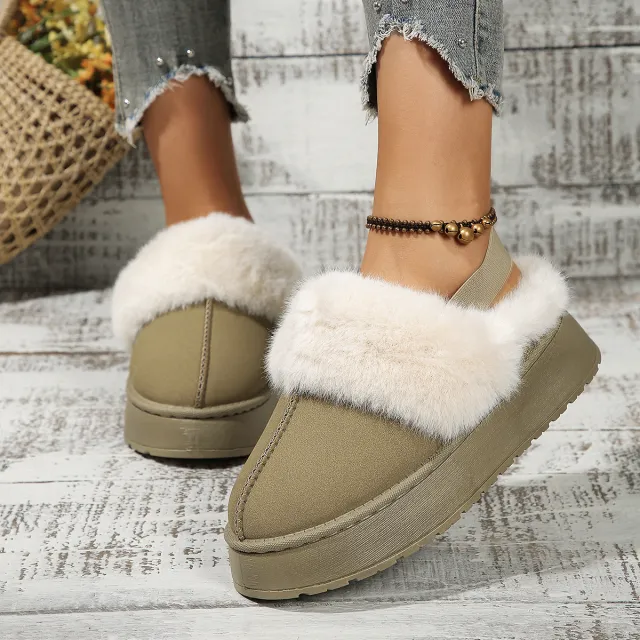Autumn And Winter New Ladies Platform Cotton padded Boots Khaki - Shop at LoveMi
