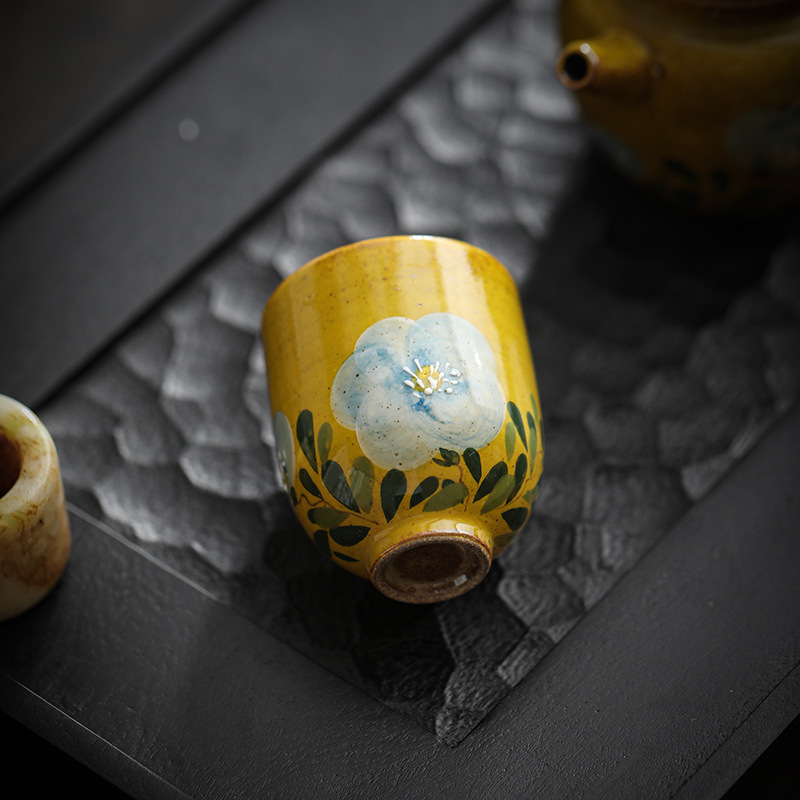 Hand Drawn Camellia Ceramic Cup