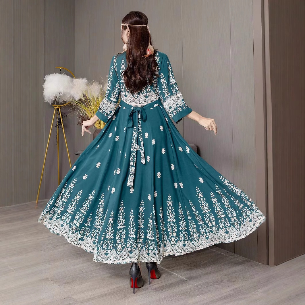 Bohemian Style Dress Ethnic Style Embroidered Large Swing Skirt
