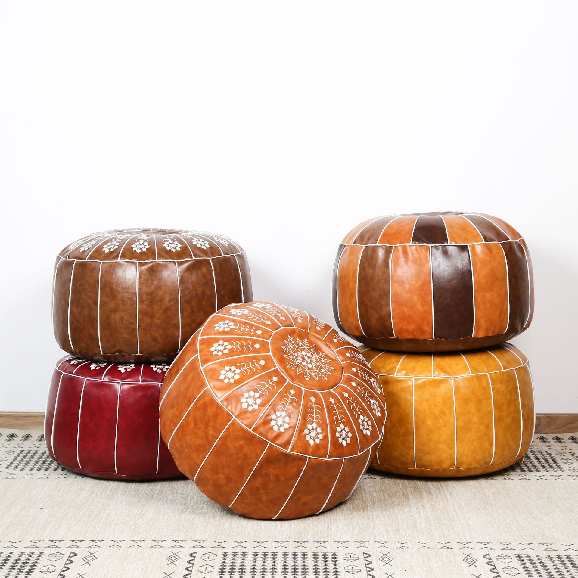 Embroidered Leather Pier Futon Seat Cover — image 1