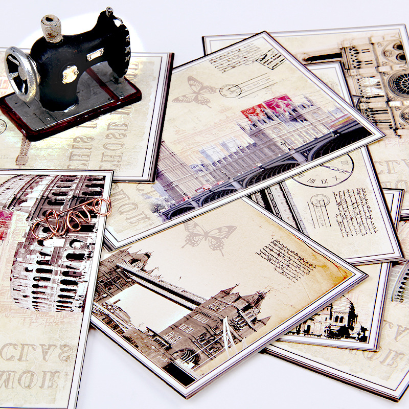 Postcard Personality Cartoon Minimalist Card Retro Paris Tower Historic Site Style - Image 3