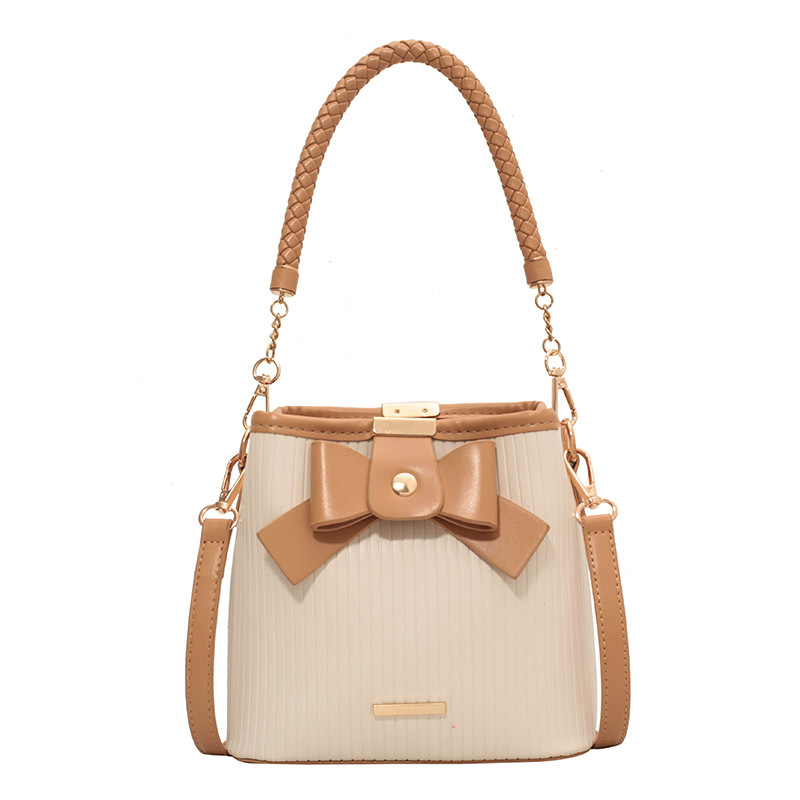 New Special interest Design Bowknot Color Matching Shoulder Messenger Bag Beige - Shop at LoveMi