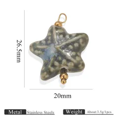 Fashion Vintage Pottery Shell Conch Pendant - Starfish Blue Rain - View 1