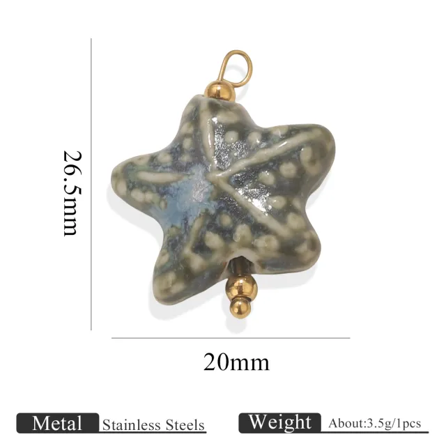 Fashion Vintage Pottery Shell Conch Pendant Starfish Blue Rain - Shop at LoveMi