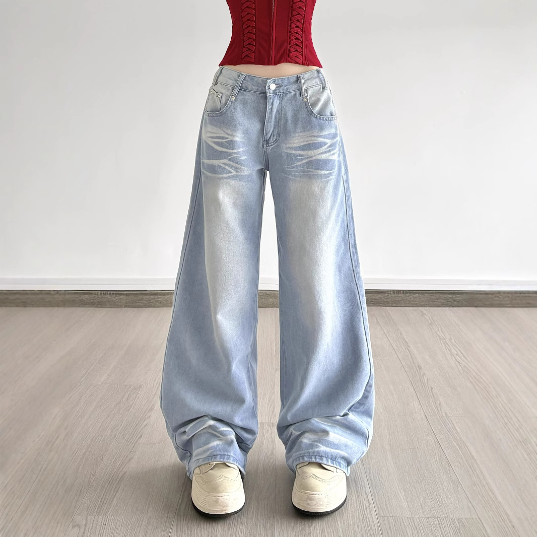 Street-style Distressed High-rise Straight-leg Jeans