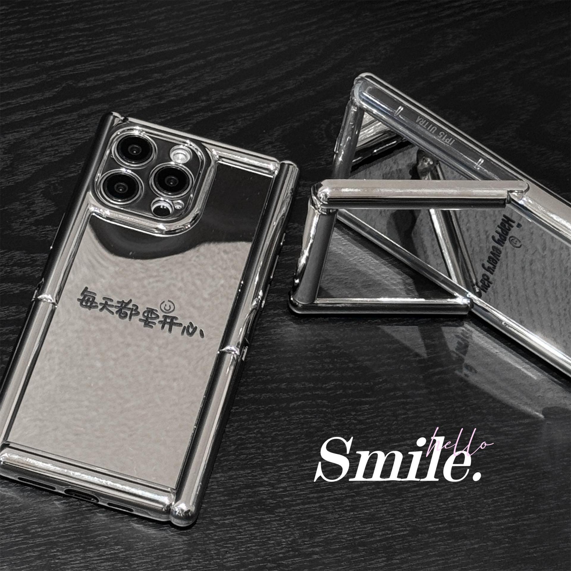 Applicable Shell 2 Cylindrical Bracket Electroplated Text Mirror Good-looking