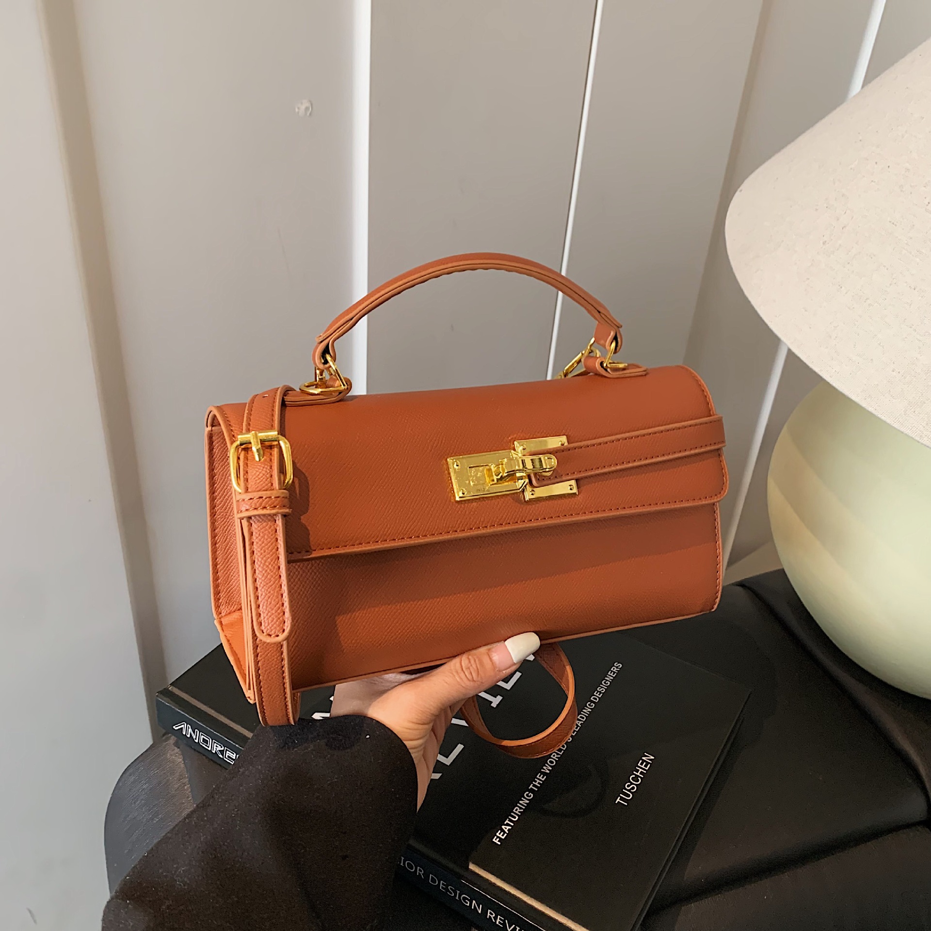 New Stylish Small Square Handbag With A Chic Lock Closure