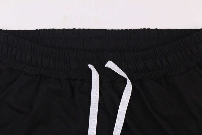 Title 7, Solid Color Stitching Elastic Lace-up Trousers